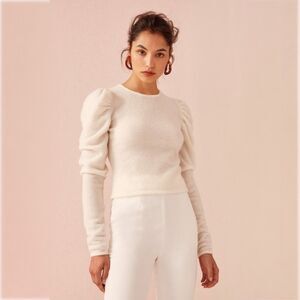 Keepsake The Label What If Puff Sleeve Fitted Sweater Knit Top